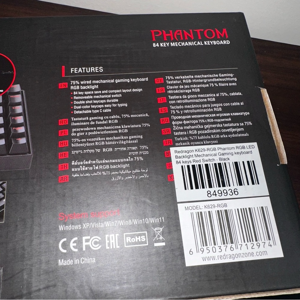 Red Dragon Phantom 84 Key Mechanical Keyboard: NWT - Picture 14 of 16